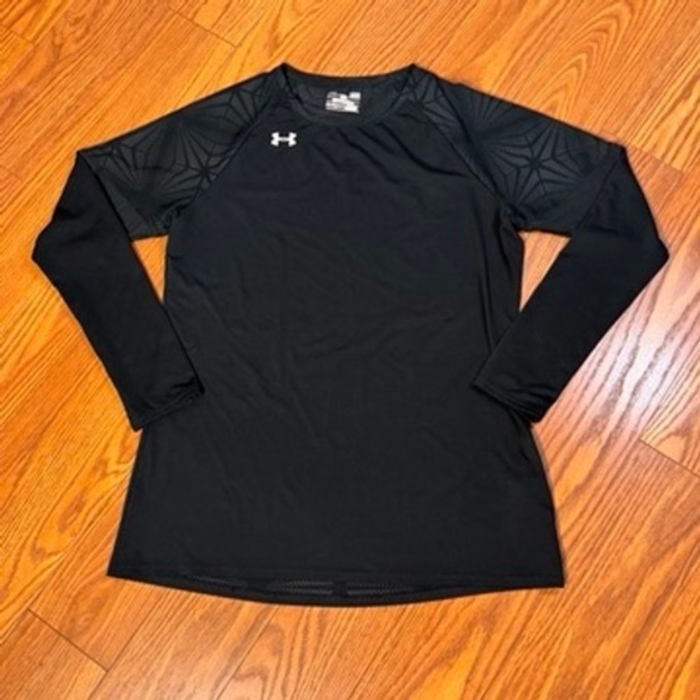 Under Armour HeatGear Mens Large Black Long Sleeve Training Shirt Loose Fit UA